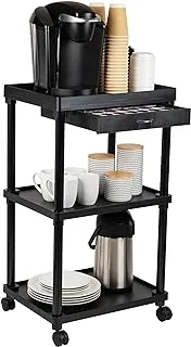 Mind Reader All Purpose Rolling Cart, Printer Utility Kitchen Coffee Microwave Bathroom 3 Tier, Black With Free Condiment Organizer