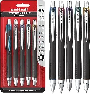 uni-ball Jetstream RT BLX Retractable Ballpoint Pens Medium Point, 1.0mm, Assorted, 5 Pack