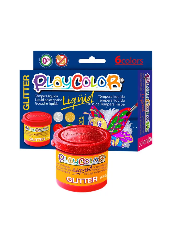 Playcolor Liquid Glitter, 40ml, 6 Count 15.5x10.5x4.5cm