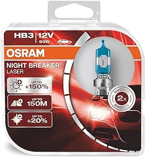 OSRAM NIGHT BREAKER LASER HB3, +150% more brightness, halogen headlight lamp, 9005NL-HCB, 12V, Duo box (2 lamps)