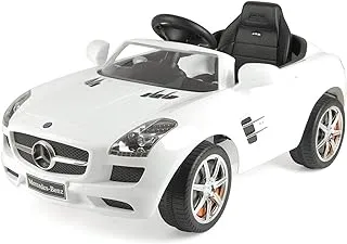 Dorsa 681-White Mercedes-Benz Officially Licensed Kids Electric Ride On Car With Led Headlights And Mp3 Connection, Sls, L