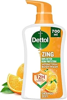 Dettol Zing Antibacterial Bodywash, 10X Better Odour Protection, 100% Better Germ Protection, Orange Zest, 700ml (Packaging may vary)