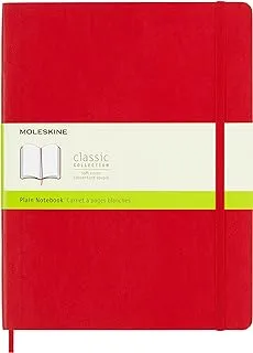 Moleskine Classic Notebook, Soft Cover, XL (19.1 cm x 24.1 cm) Plain/Blank, Scarlet Red, 192 Pages