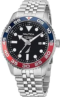 Nautica Men's Pacific Beach Watch with Date, Blue, Silver,