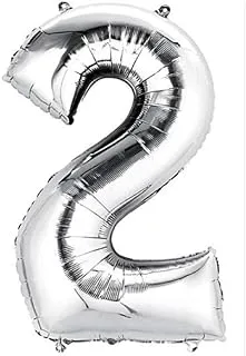 The Party Popper Number Balloon 40 inch Length, Silver, TPP40NBSIL2