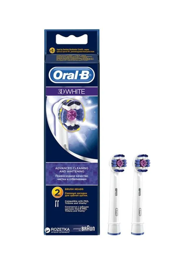 Oral B 2-Piece 3D White Replacement Heads Set White/Blue