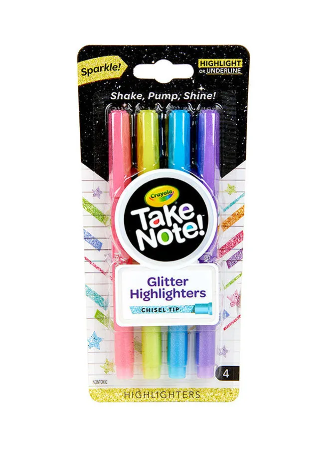 Crayola Take Note Glitter Highlighters, 4 Count 19.37x9.22x1.59cm