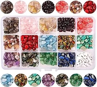 Mumoo Bear 844pcs Natural Chip Gemstone Beads for Jewellery Making Kits 15 Colors Irregular Shaped Loose Crystal Stone Beads for Healing Bracelets Necklace