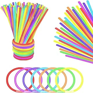 Mumoo Bear 100 Glow Sticks Party Pack 8 Inch With Connectors To Make Neon Bracelets,Necklaces,Eye Glasses And Balls For Party Supplies