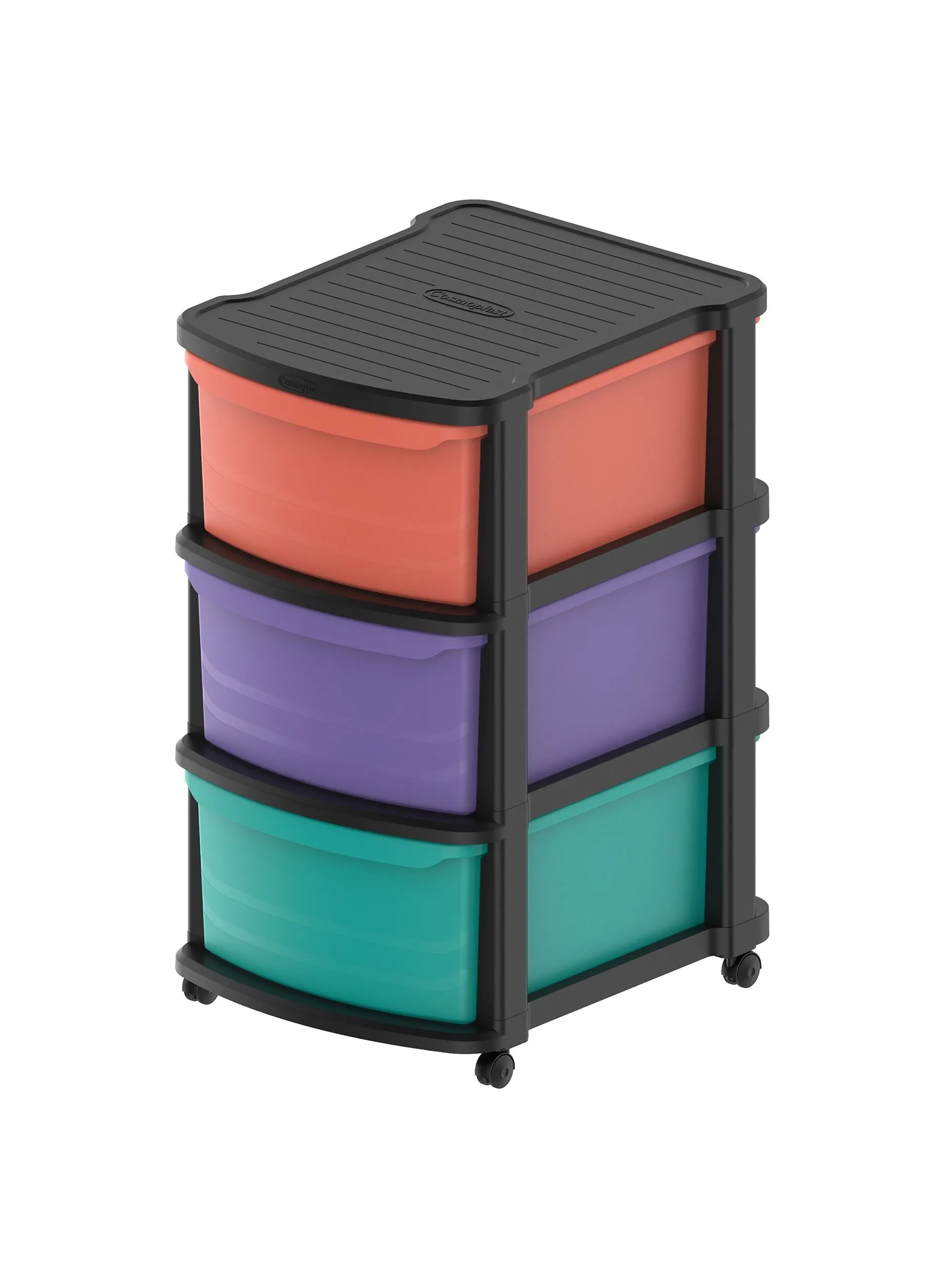 Cosmoplast 3 Tiers Multipurpose Storage Cabinet with Wheels