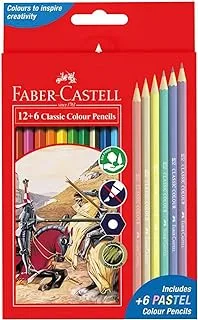 Faber-Castell Classic Colour Pencils 12 Colour + 6 Pastel Colour Pencil, ASSORTED, 115464