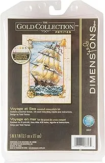 Dimensions 6847 Gold Collection Counted Cross Stitch Kit, Voyage At Sea, 18 Count Ivory Aida, 5'' x 7''