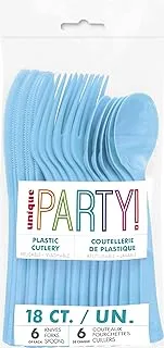 Unique Cutlery Plastic Assorted 18pc Powder Blue