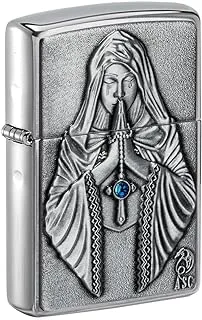 Zippo 49756 200 Anne Stokes Gothic Prayer Emblem Brushed Chrome Windproof Lighter