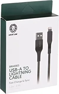 Green MADONG Braided Lightning Cable 1.2m 2A - Black