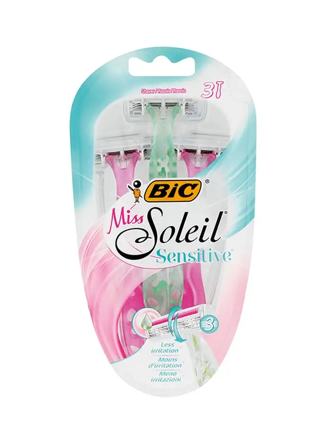 Bic Sensitive Triple Blade Disposable Razors 3 Pieces Assorted