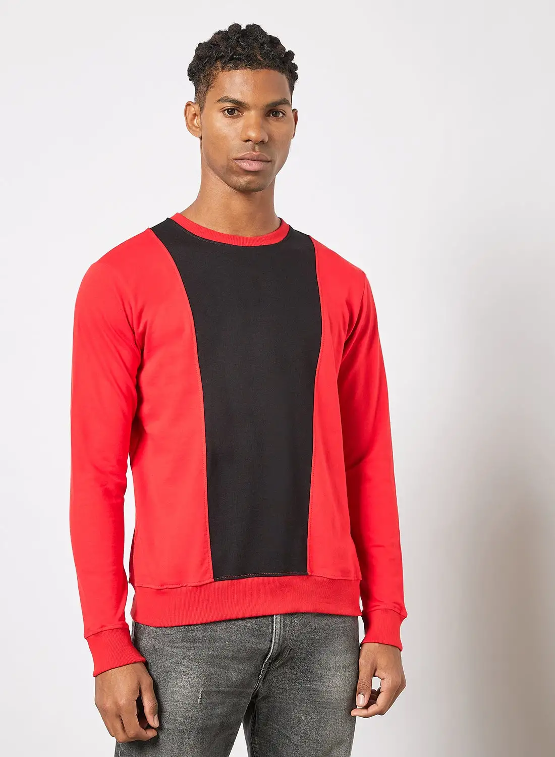 QUWA Cut And Sew Sweatshirt Red