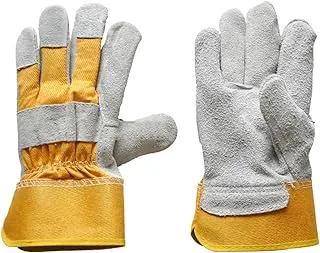 Anseal Leather Work Gloves, Heavy Duty IndUStrial Safety Driving And Construction, Cowhide Palm Welding Gloves (1 Pack, Yellow)