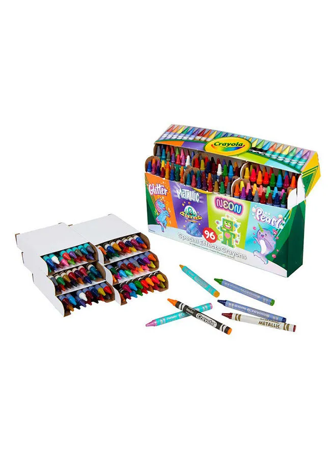 Crayola 96 Count Special  Neon Metallic Pearlescent And Glitter Crayon Set 12.7x21.59x3.97cm