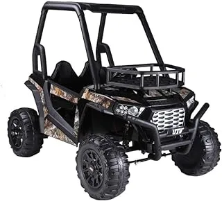 Megastar 12 V Double Seater Quadzilla Crawler Buggy For Big Kids With Leather Seats - Black