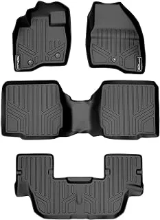 MAXLINER All Weather Custom Fit 3 Row White Floor Mat Liner Set متوافق مع 2017-2019 Ford Explorer (يناسب فقط مع وحدة التحكم المركزية في الصف الثاني)