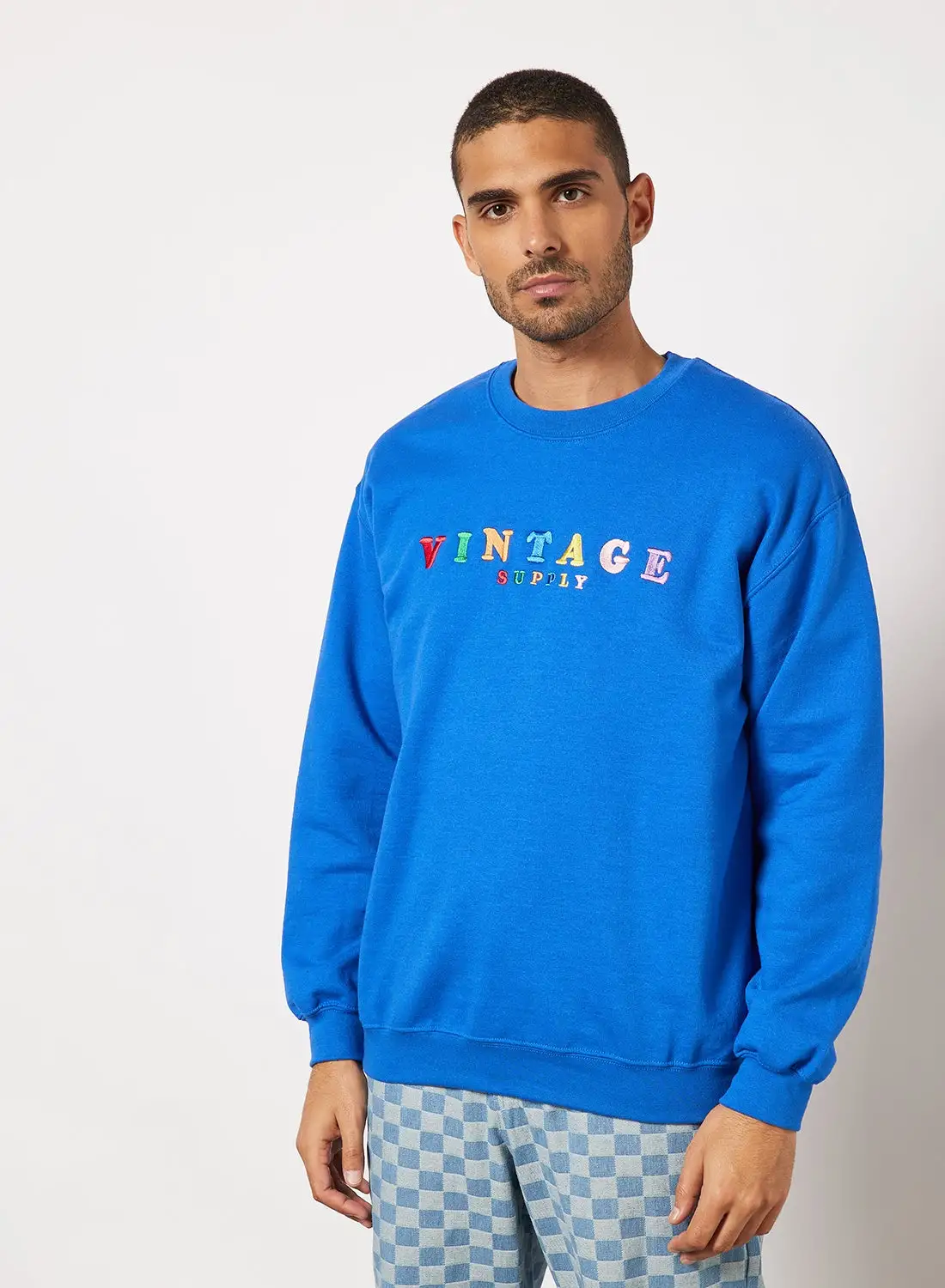 Vintage Supply Logo Print Sweatshirt Blue