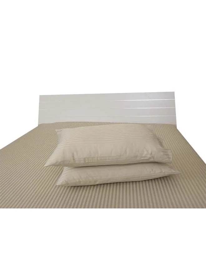 Hotel Linen Klub 2-Piece Hotel Linen 100% Cotton 250Tc 1cm Stripe Pillow Cover Set Cotton Stone 50x75cm