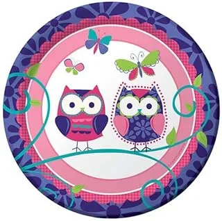 Owl Pal Birthday 7in Round Lunch Plates