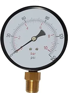 Royal Apex 4 Inch Dial Pressure Gauge For Water Air Oil Pressure Measurement (10 Bar (150 Psi))