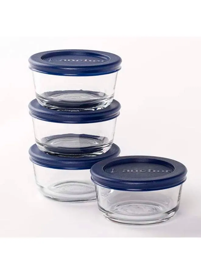 Anchor Hocking 6Pc-4C Rnd Vp W/Navy Snugfit Lids (3) Set A/H