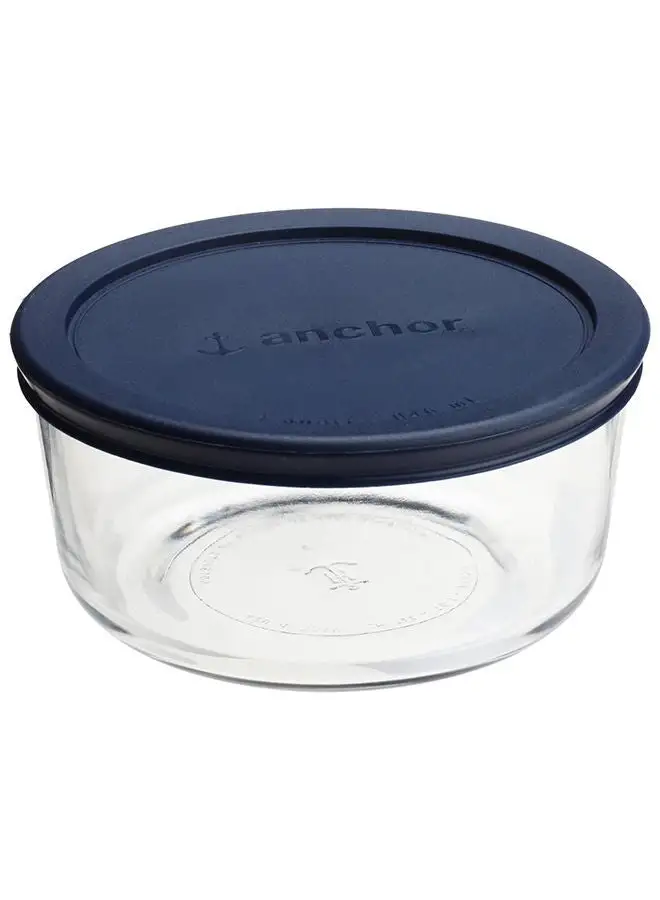 Anchor Hocking 4 C (946Ml) Rnd Food Storage W/Navy Snugfit Lids - 85907L20 A/H