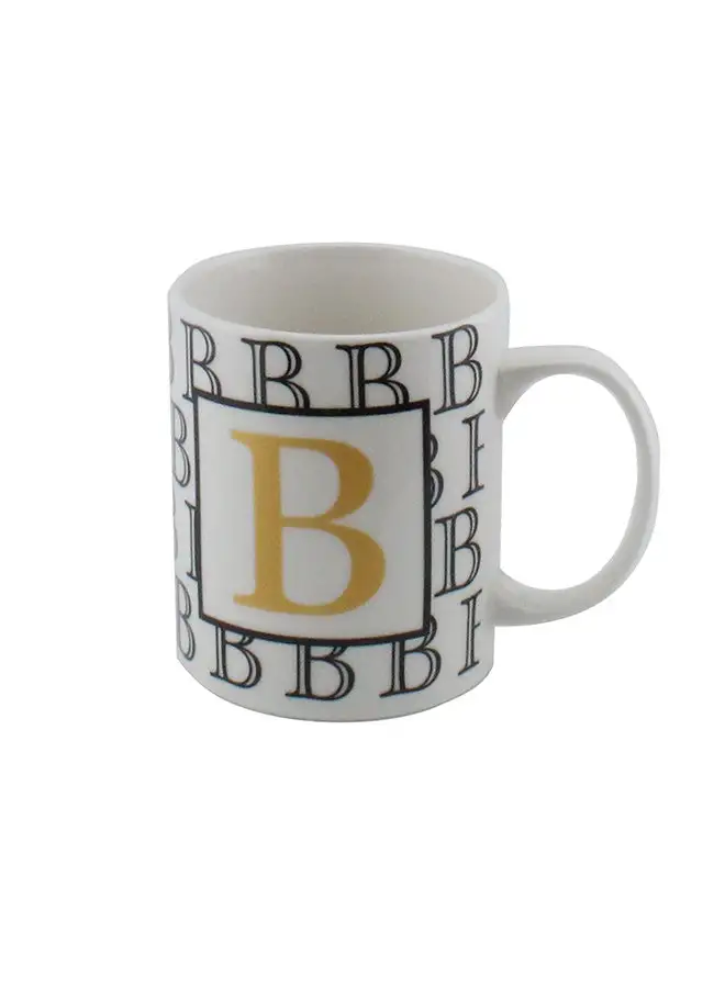 Shallow Letter Printed Porcelain Tea And Coffee Mug White