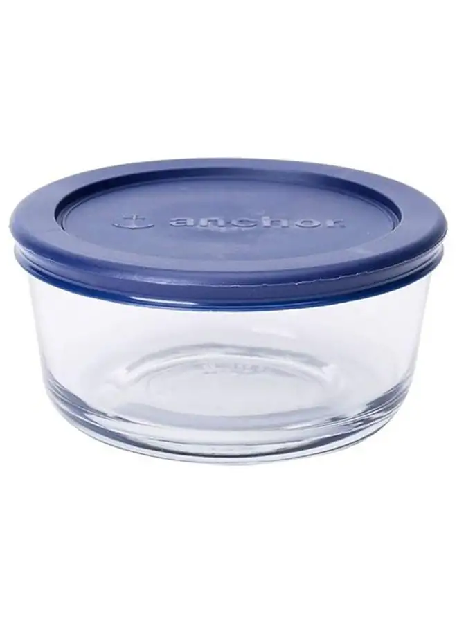 Anchor Hocking 2 C (473Ml) Round Food Storage W/Navy Snugfit Lids - 85906L20 A/H