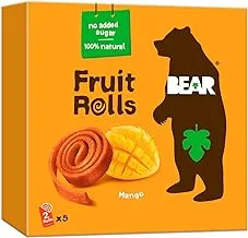 BEAR Fruit Rolls Mango - 100% Natural Ingredients - No added sugar - Healthy School And Lunch Snacks For Kids And Adults - 5 x 20g