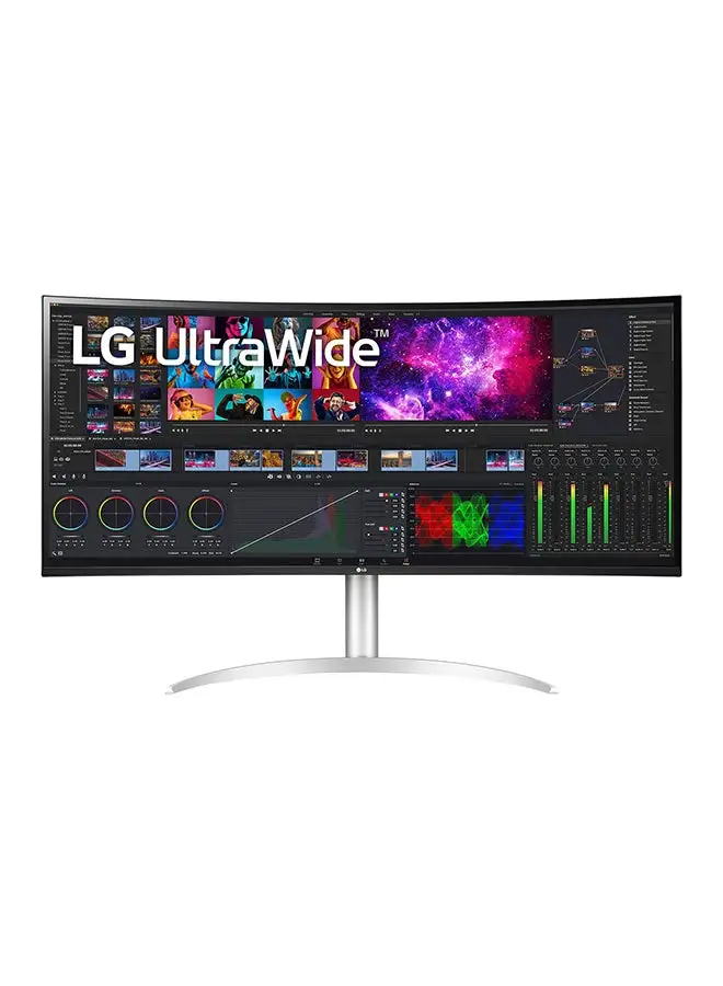 Lg 40 inch UltraWide Curved WUHD (5120 x 2160) 5K2K Nano IPS Display, DCI-P3 98% (Typ.) with HDR10, Thunderbolt 4 with 96W PD, 3-Side Virtually Borderless Design Tilt/Height/Swivel Stand 40WP95C-W White