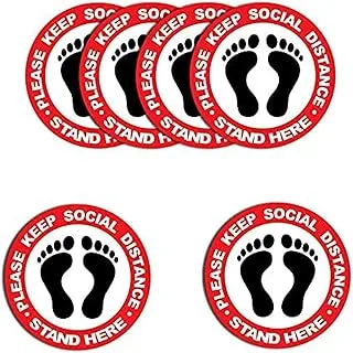 5 Pcs Floor Stickers, Social Distancing afety Decal Sign Warning Guidance for Crowd Control 30 x 30cm Red