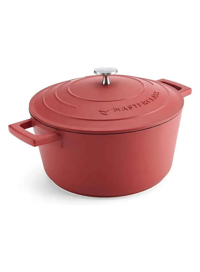 MASTERCLASS MasterClass Medium Casserole Dish with Lid 4L/24 cm, Lightweight Cast Aluminium, Induction Hob and Oven Safe, Red