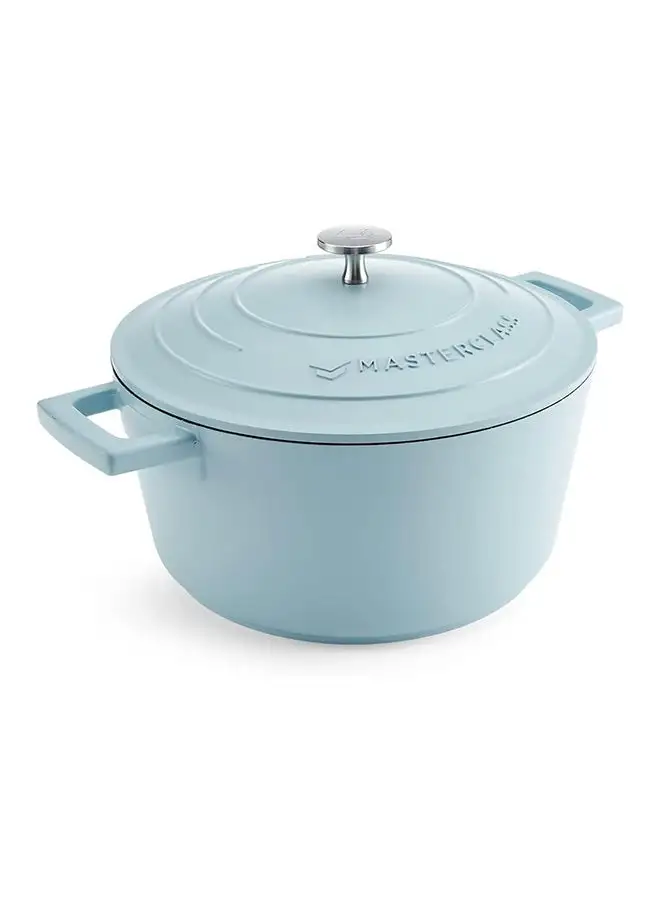 MASTERCLASS MasterClass Medium Casserole Dish with Lid 4L/24 cm, Lightweight Cast Aluminium, Induction Hob and Oven Safe, Sky Blue