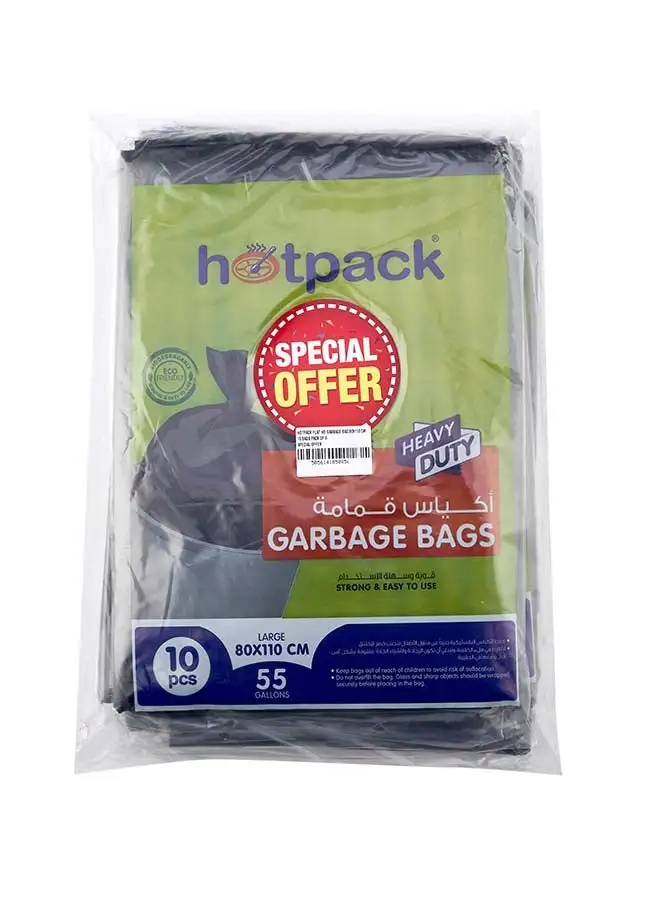 Hotpack Hotpack أكياس قمامة مسطحة شديدة التحمل 55 جالون 80 × 110 سم 10 أكياس عبوة من 4 40