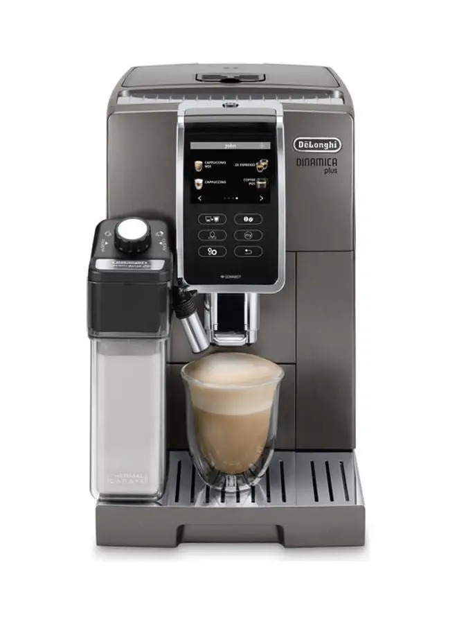 De'Longhi Dinamica Plus, Bean to Cup Fully Automatic Coffee Machine, Smart One Touch Cappuccino, Latte Macchiato, Espresso Maker, 19 Bar 1450 W ECAM370.95.T titanum