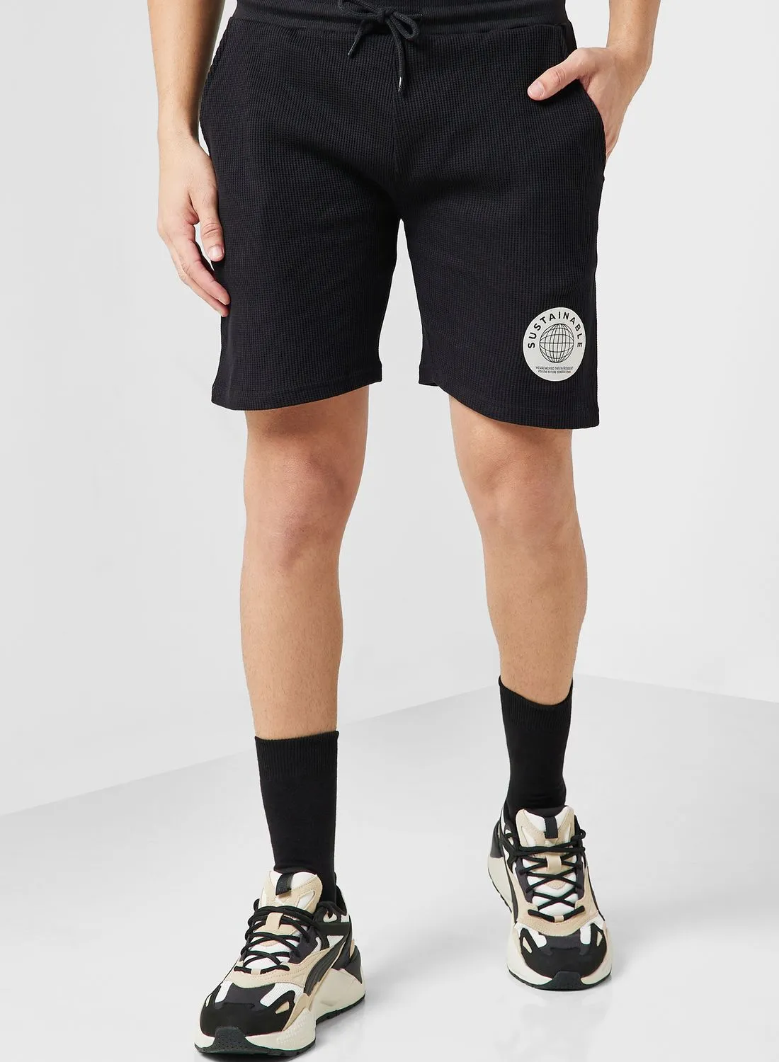 Namshi x Sustainable Waffle Knot Lounge Shorts