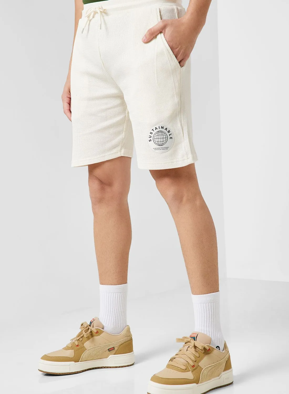 Namshi x Sustainable Waffle Knot Lounge Shorts