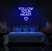 BPA Follow Your Heart Neon Light, Love, Romantic, Valentine, blue, LED, 90x90 cm