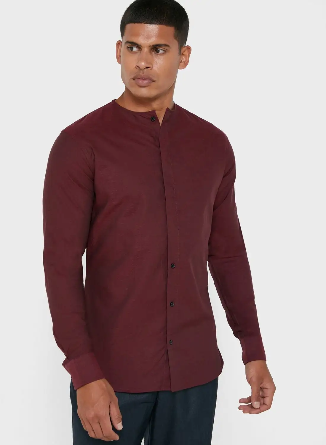 87Origins Grandad Collar Regular Fir Shirt