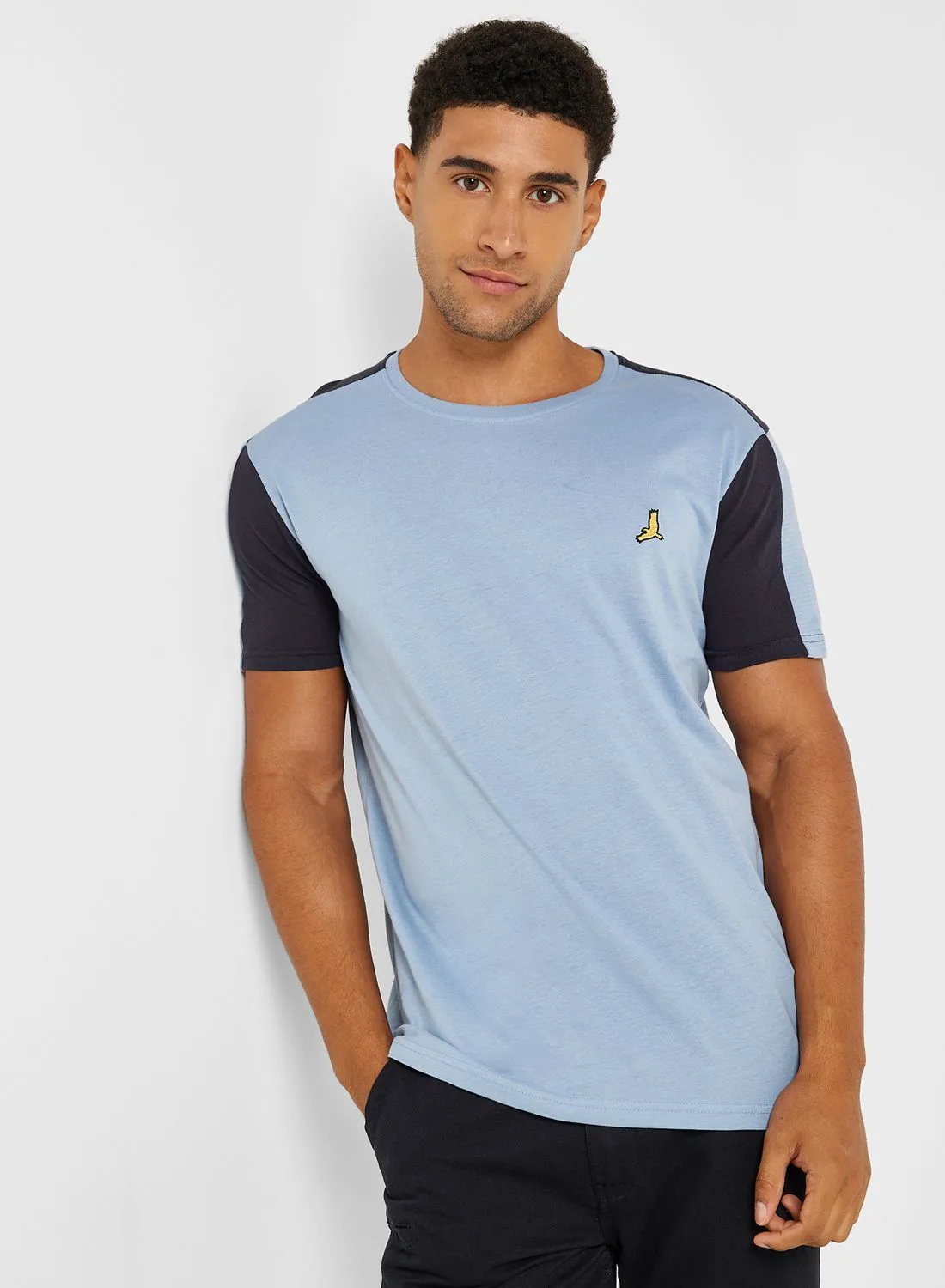 BRAVE SOUL Mens Crew Neck T-Shirt With Contrast