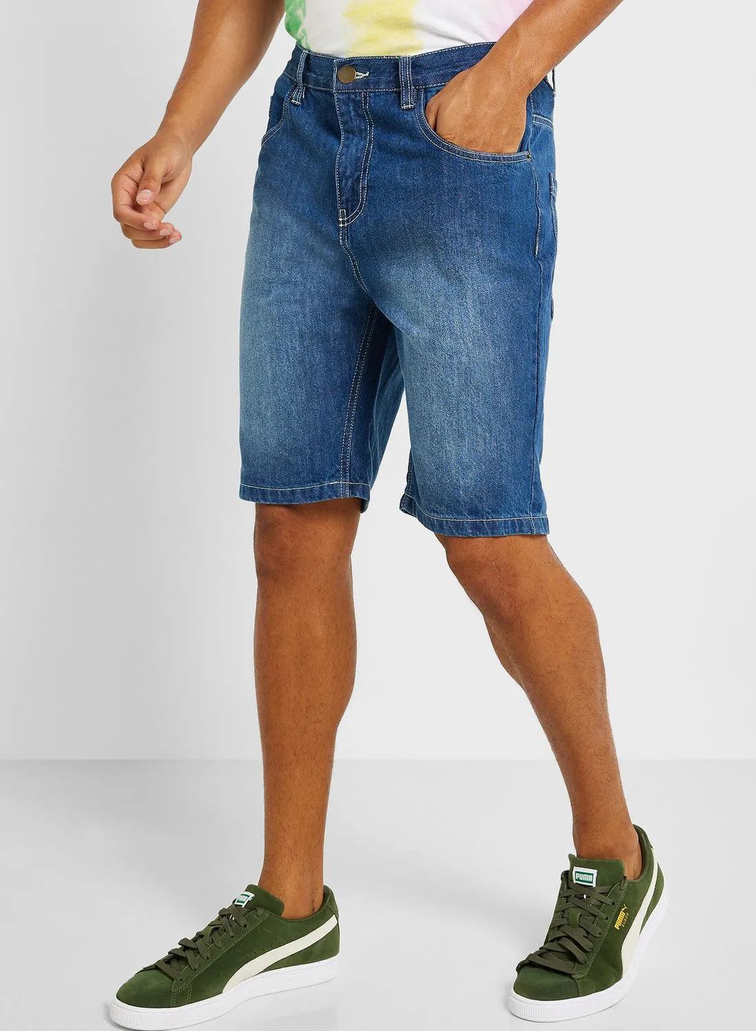 BRAVE SOUL Mens Washed Basic Denim Short With