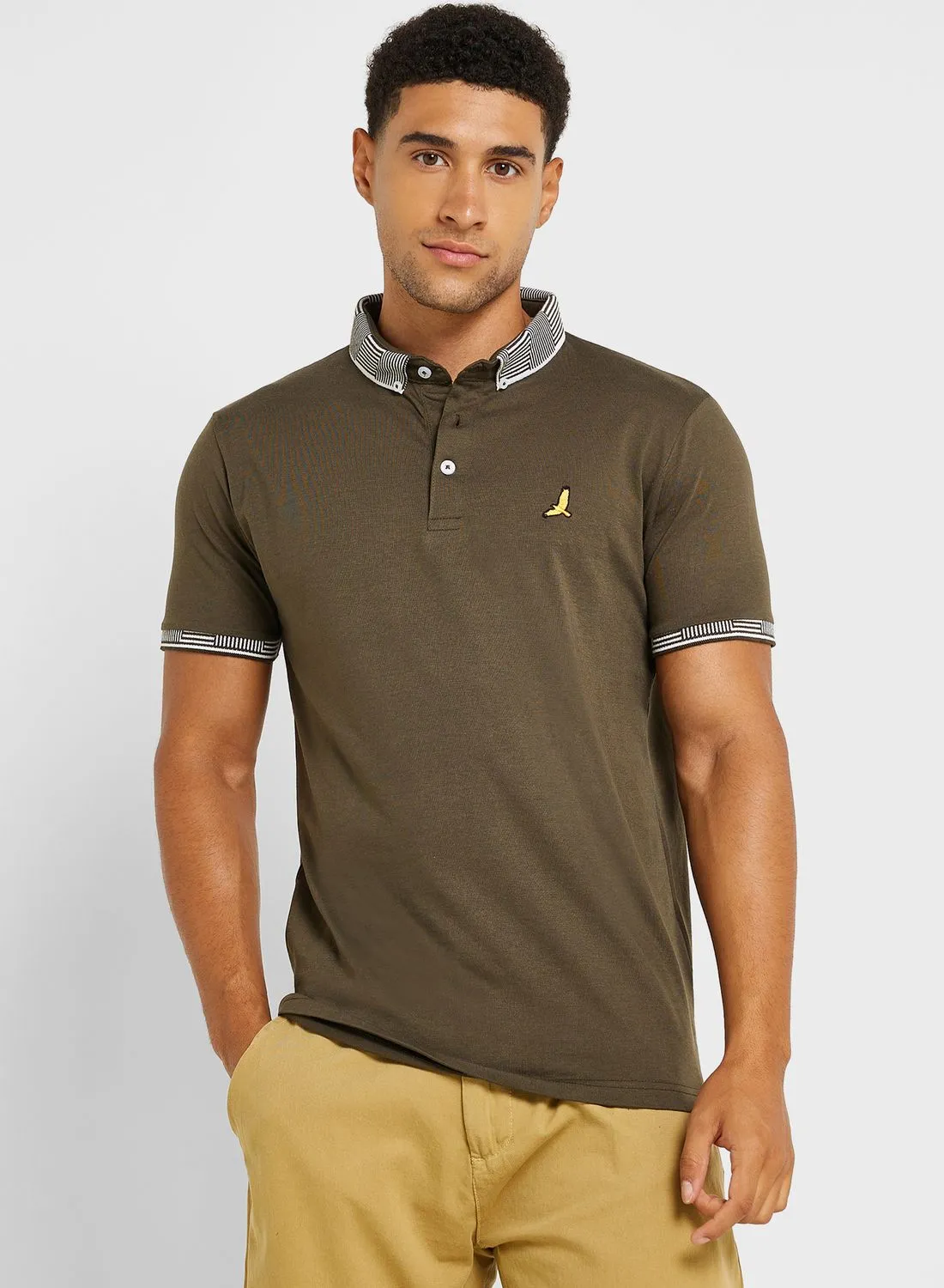 BRAVE SOUL Mens Ss Jersey Polo With Split Hem Side