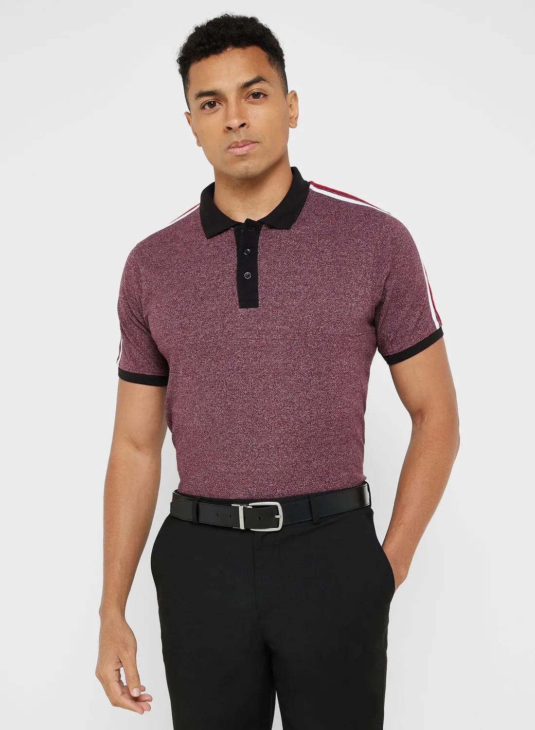 Robert Wood Contrast Collar Tape Detail Polo Shirt