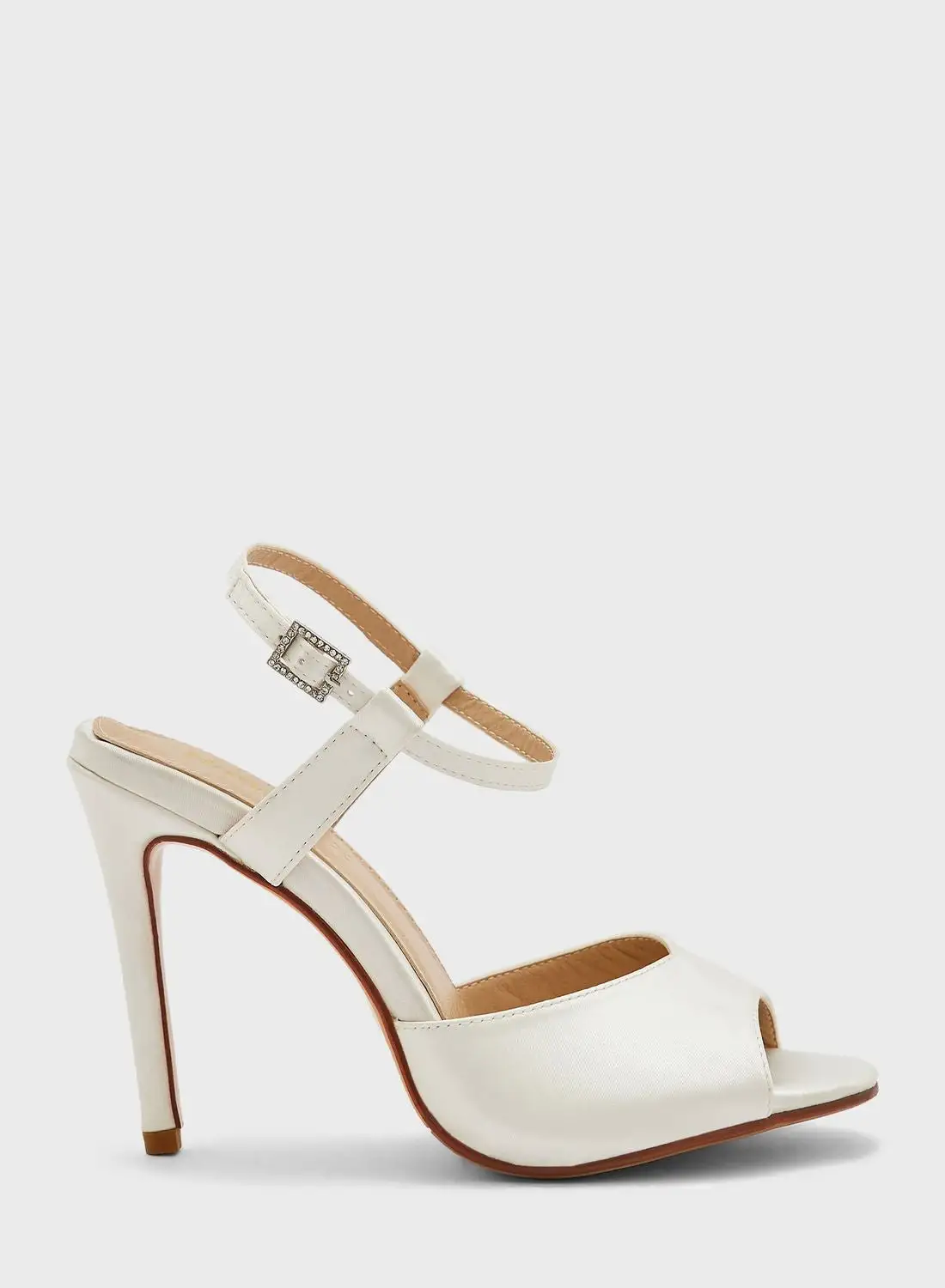 Namshi x Satin Diamante Buckle Ankle Strap Sandal