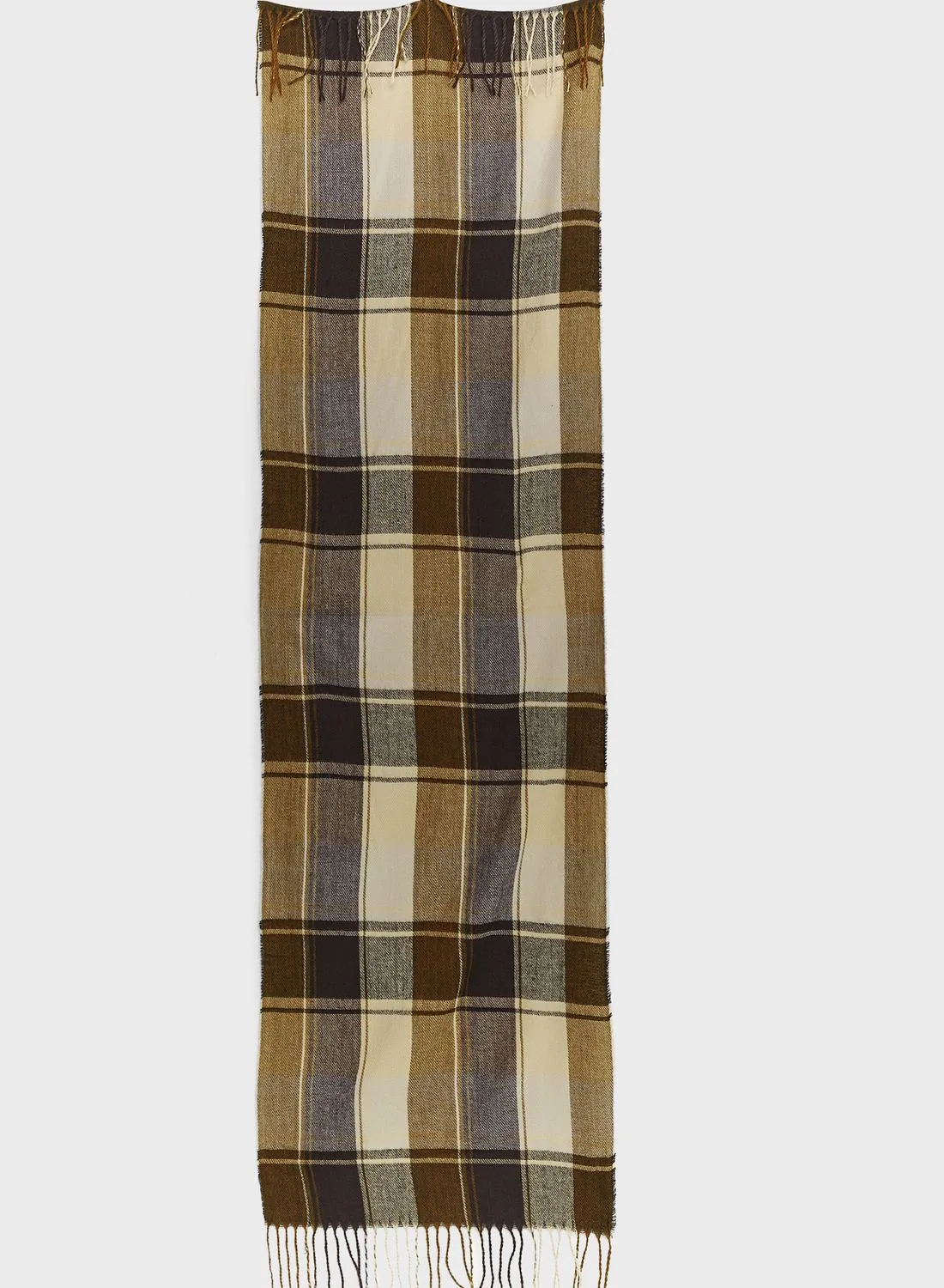 Robert Wood Lightweight Plaid Tassel Detail Winter Scarf